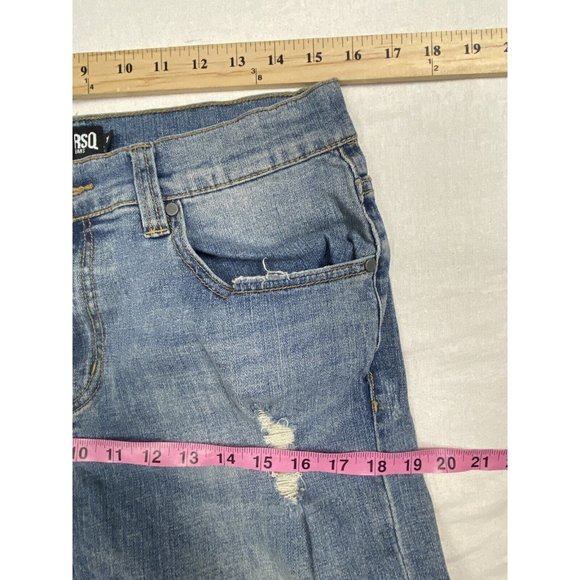 RSQ Jeans 31x32 Brooklyn Relaxed Distressed Medium Wash Denim Blue Faded Stretch - Picture 9 of 11